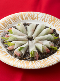 カルパッチョの海苔ドレッシング添え